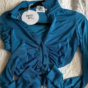 Princess Polly Vibrant Blue Button-Up